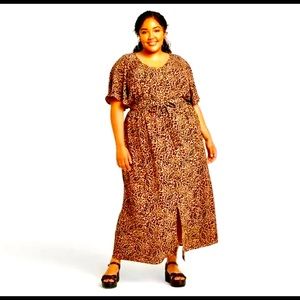 NWT Ava & Viv Flutter Maxi Dress 4X Spring Animal Print